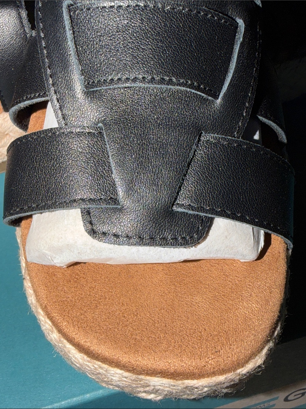 BRAND NEW! Worn once! TOMS Jac Black Leather Women's Sandal - Black - Picture 8 of 8